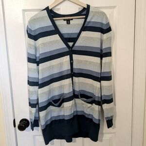 NWOT Lands End Striped Cardigan Sweater